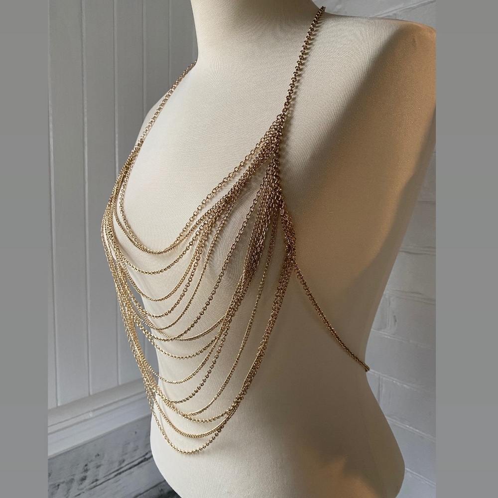 Gold body chain top